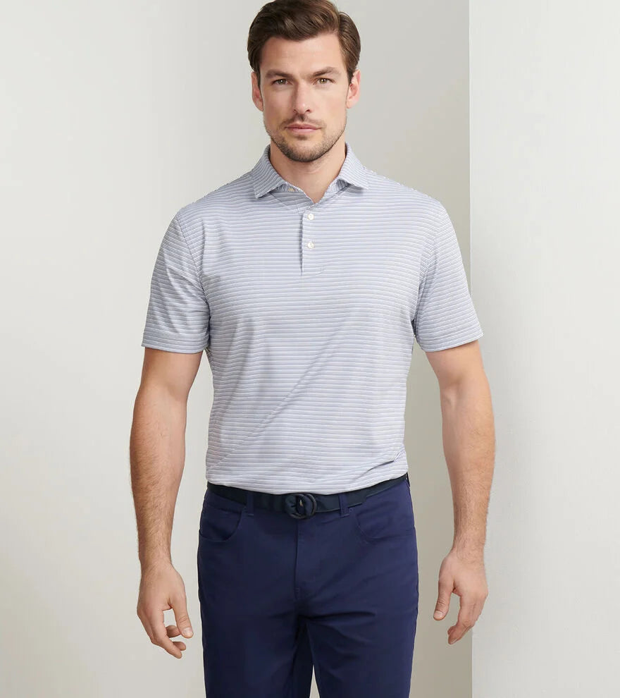 Peter Millar Daven Performance Jersey Polo: White/Navy