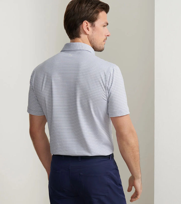 Peter Millar Daven Performance Jersey Polo: White/Navy