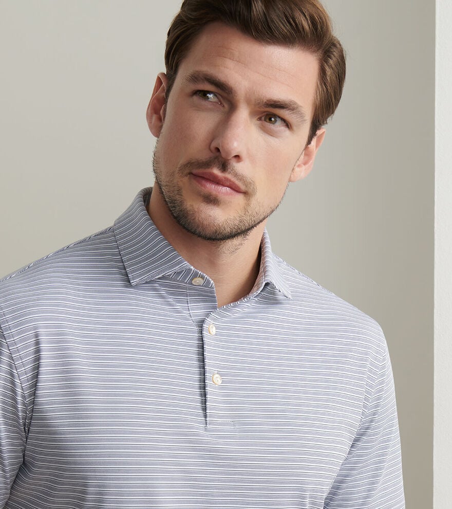 Peter Millar Daven Performance Jersey Polo: White/Navy