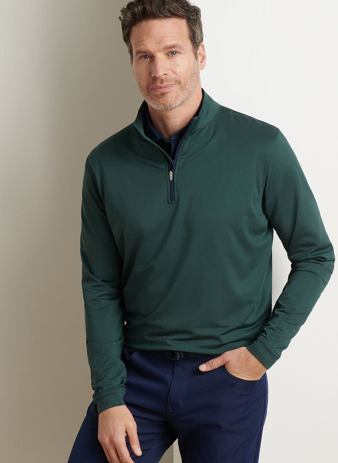 Peter Millar Perth Mélange Performance Quarter-Zip: Nordic Pine