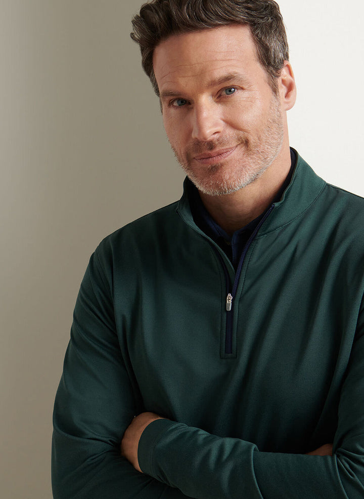 Peter Millar Perth Mélange Performance Quarter-Zip: Nordic Pine
