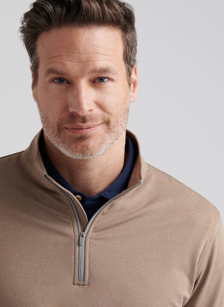 Peter Millar Perth Mélange Performance Quarter-Zip: Poplar Brown