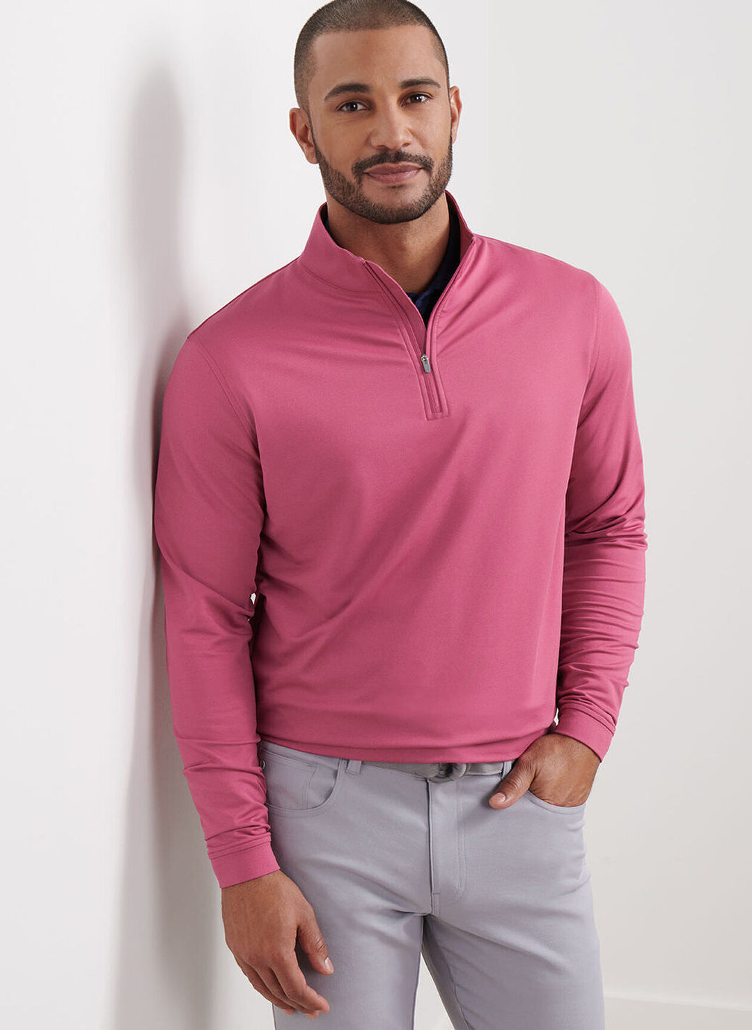 Peter Millar Perth Mélange Performance Quarter-Zip: Rosewood