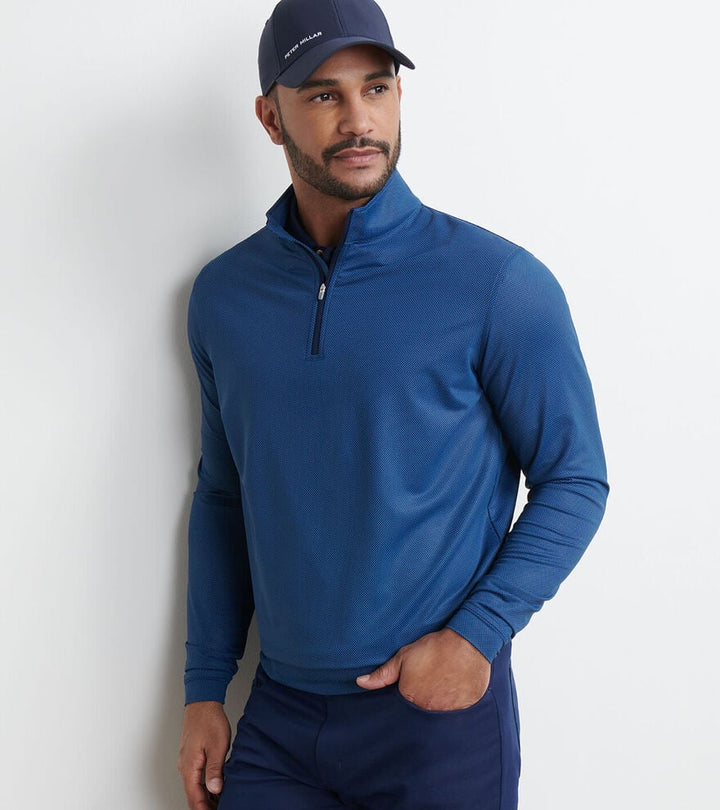 Peter Millar Perth Birdseye Performance Quarter-Zip: Blue Haze