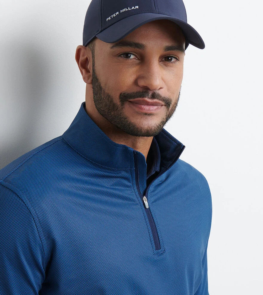 Peter Millar Perth Birdseye Performance Quarter-Zip: Blue Haze