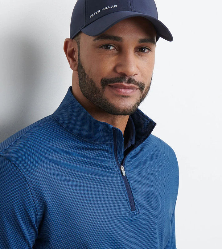 Peter Millar Perth Birdseye Performance Quarter-Zip: Blue Haze