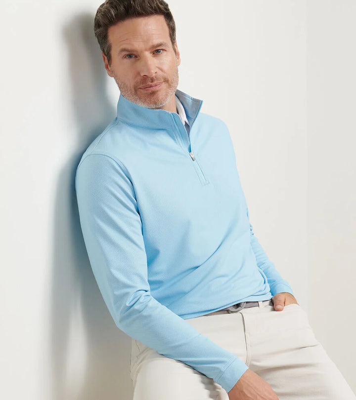 Peter Millar Perth Birdseye Performance Quarter-Zip: Seaport Blue