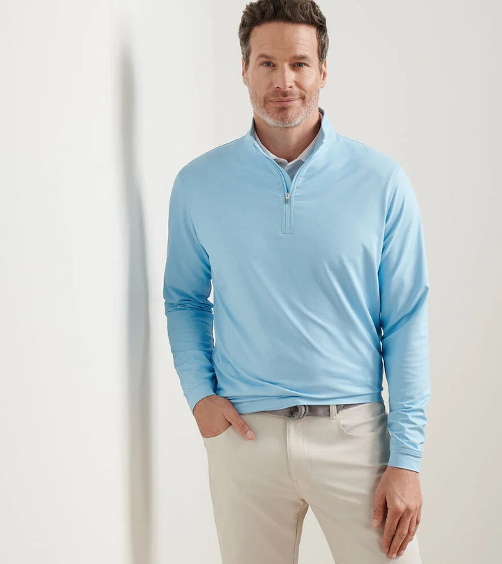Peter Millar Perth Birdseye Performance Quarter-Zip: Seaport Blue