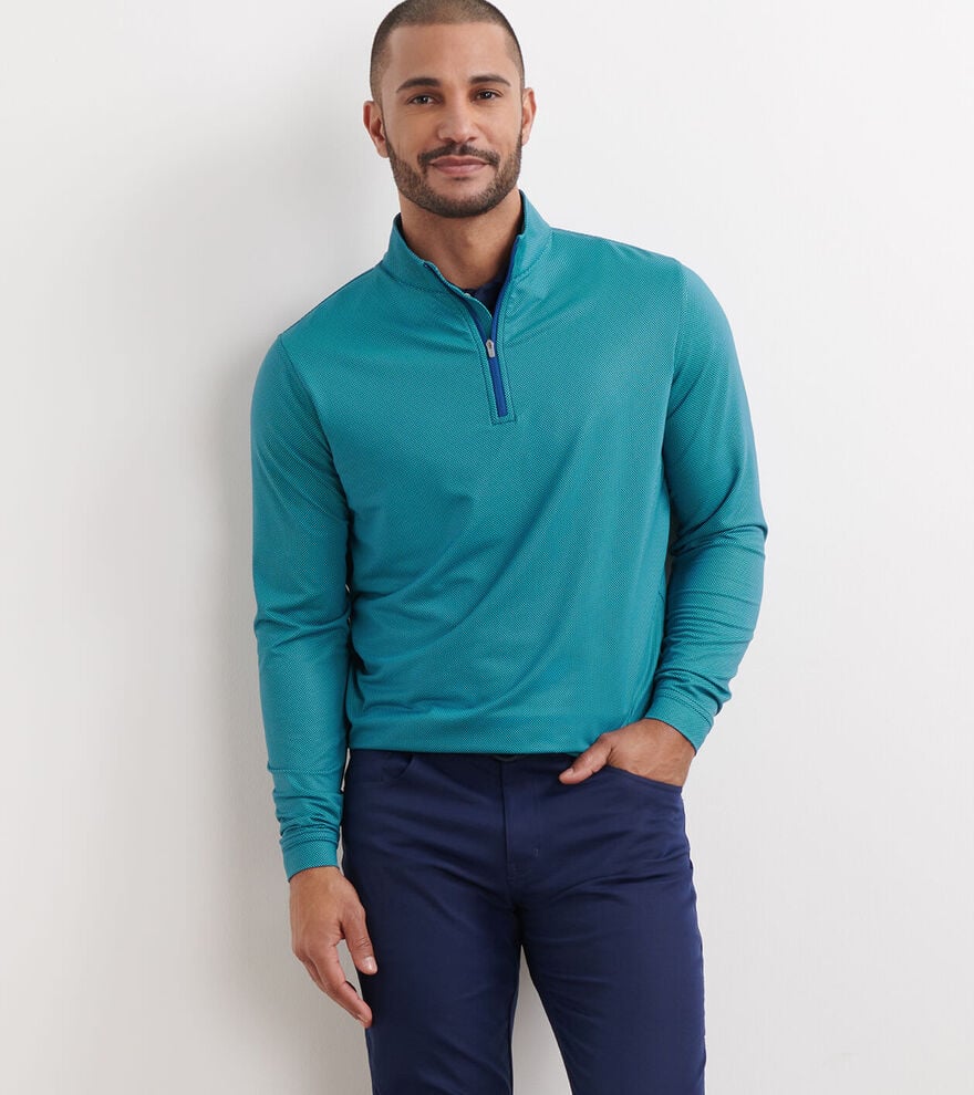 Peter Millar Perth Birdseye Performance Quarter-Zip: Sport Navy
