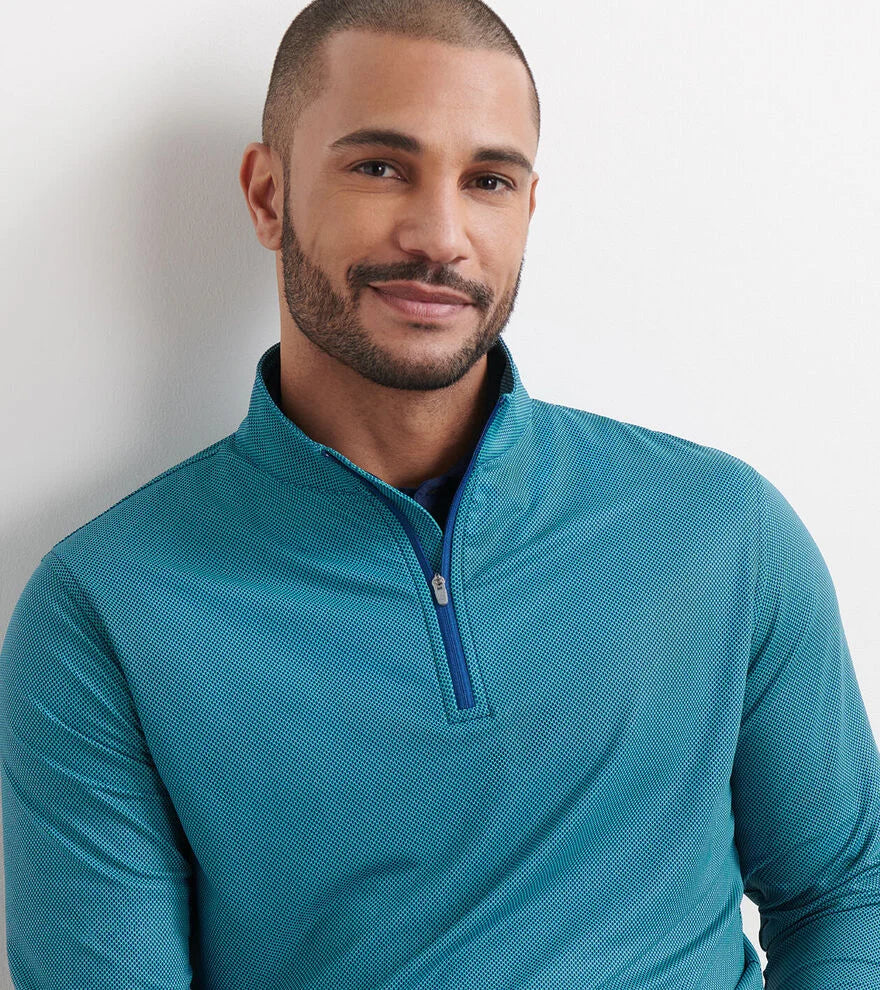 Peter Millar Perth Birdseye Performance Quarter-Zip: Sport Navy
