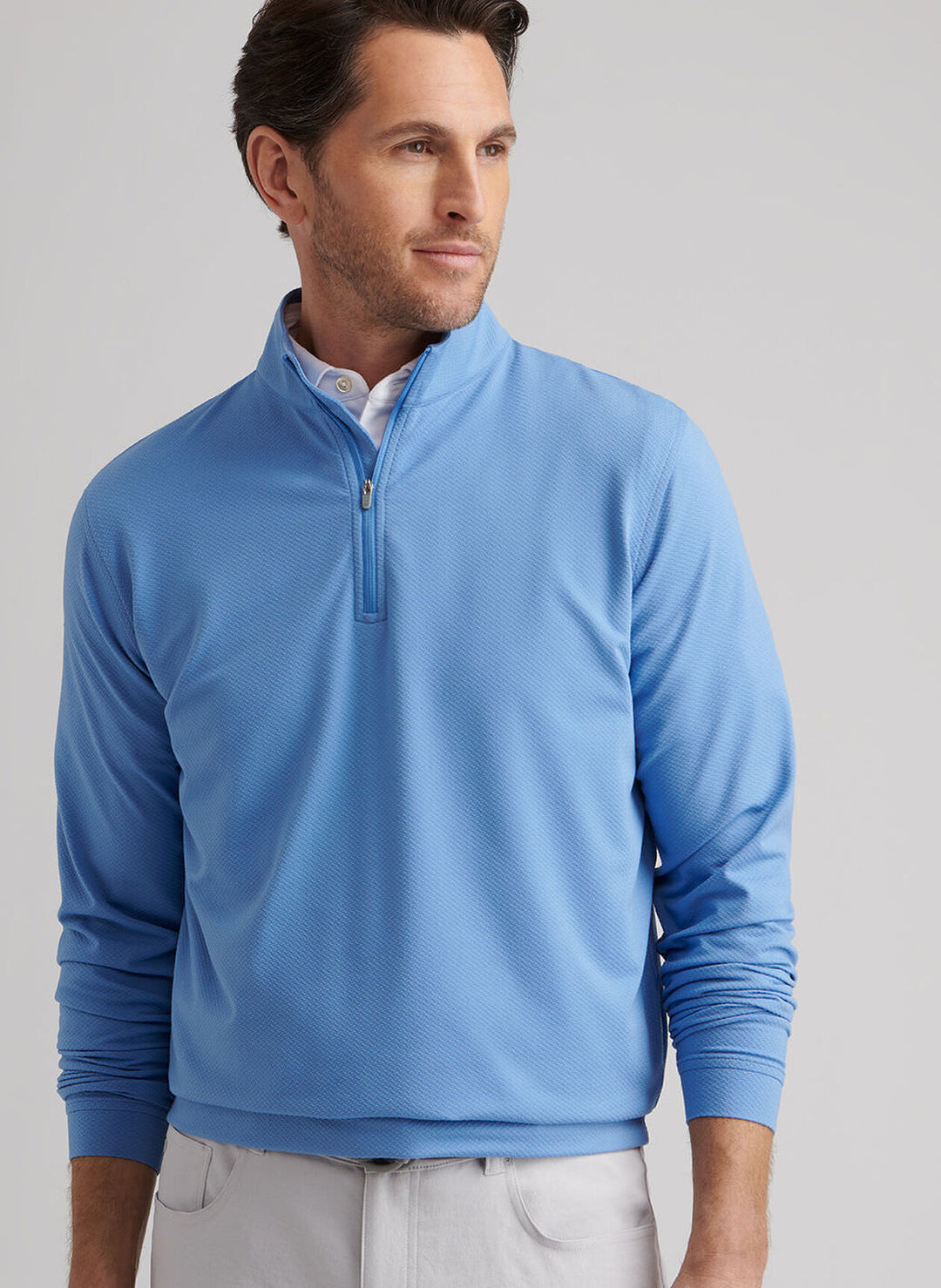 Peter Millar Perth Cross-Hatch Performance Quarter-Zip: Evening Tide