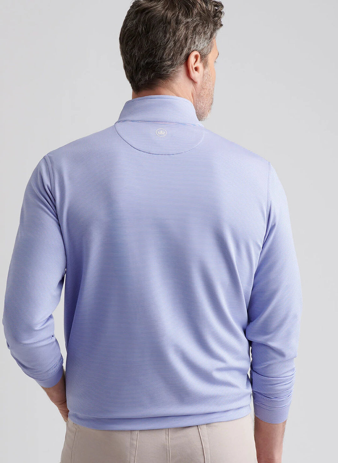 Peter Millar Perth Sugar Stripe Performance Quarter-Zip: Evening Tide