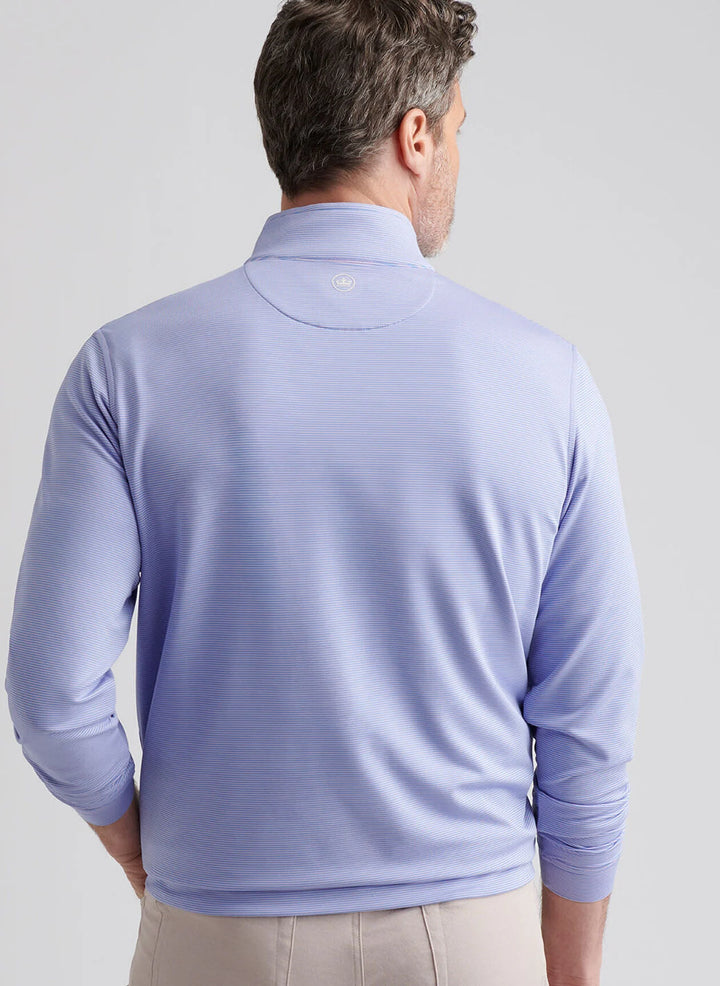 Peter Millar Perth Sugar Stripe Performance Quarter-Zip: Evening Tide