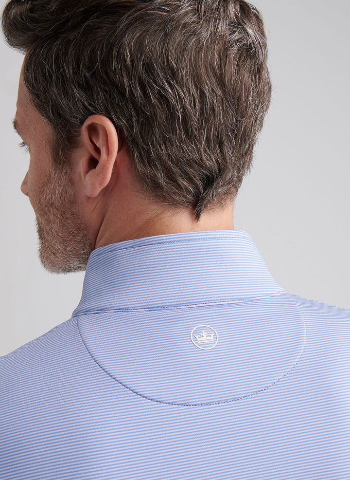 Peter Millar Perth Sugar Stripe Performance Quarter-Zip: Evening Tide