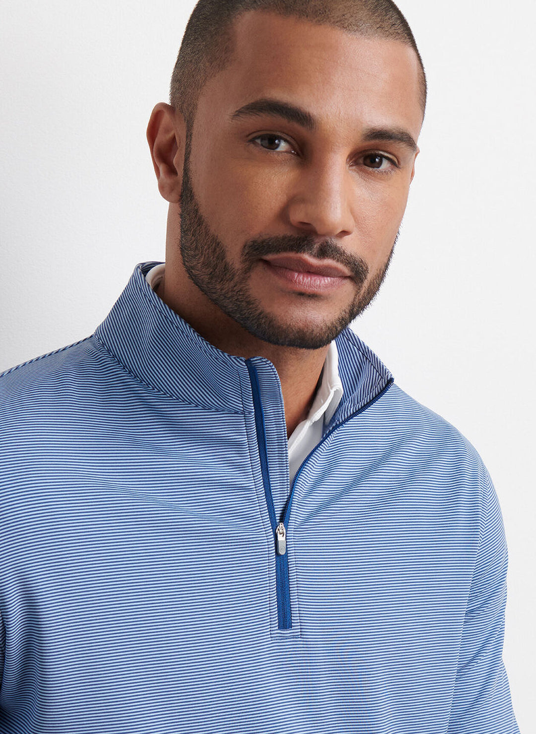 Peter Millar Perth Sugar Stripe Performance Quarter-Zip: Sport Navy