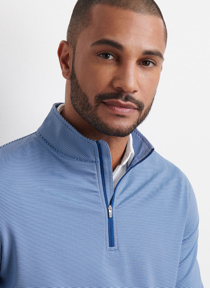 Peter Millar Perth Sugar Stripe Performance Quarter-Zip: Sport Navy