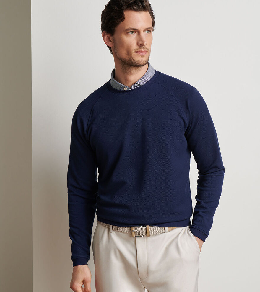 Peter Millar Cradle Piqué Performance Crewneck: Navy