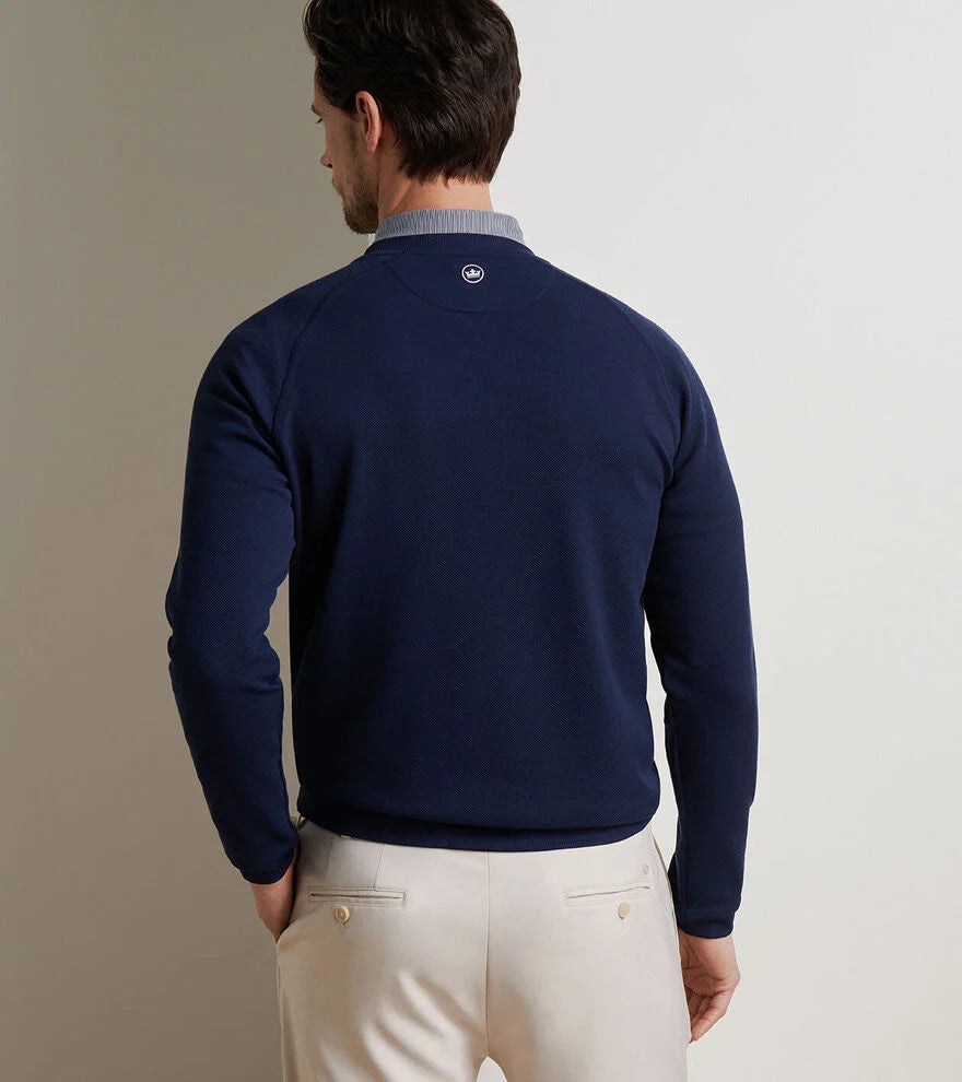Peter Millar Cradle Piqué Performance Crewneck: Navy