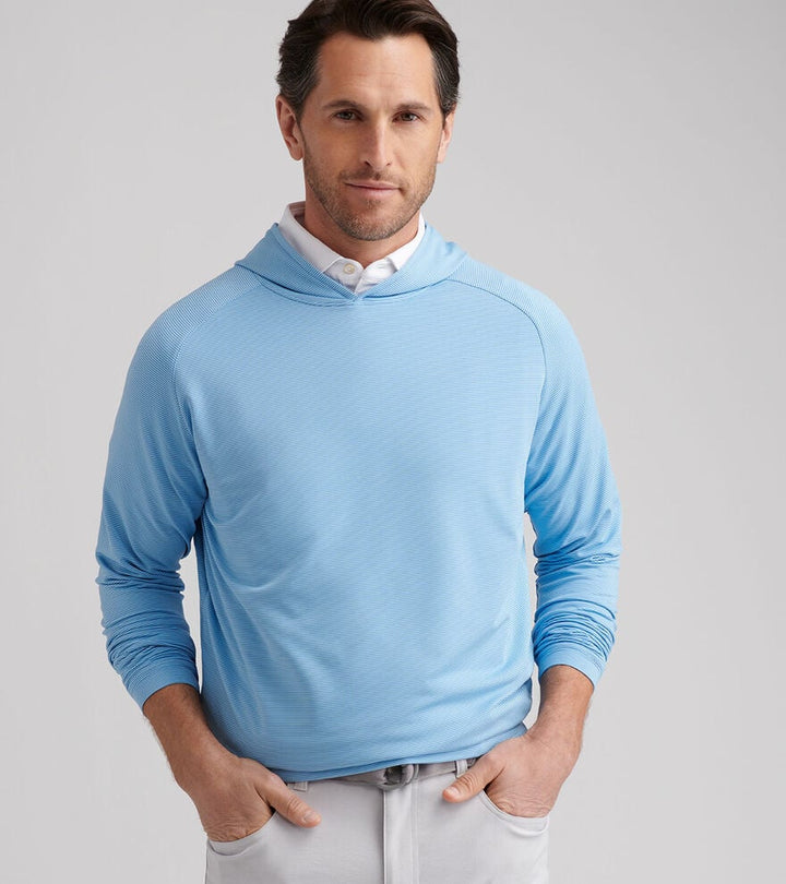 Peter Millar Pine Sugar Stripe Performance Hoodie: Evening Tide