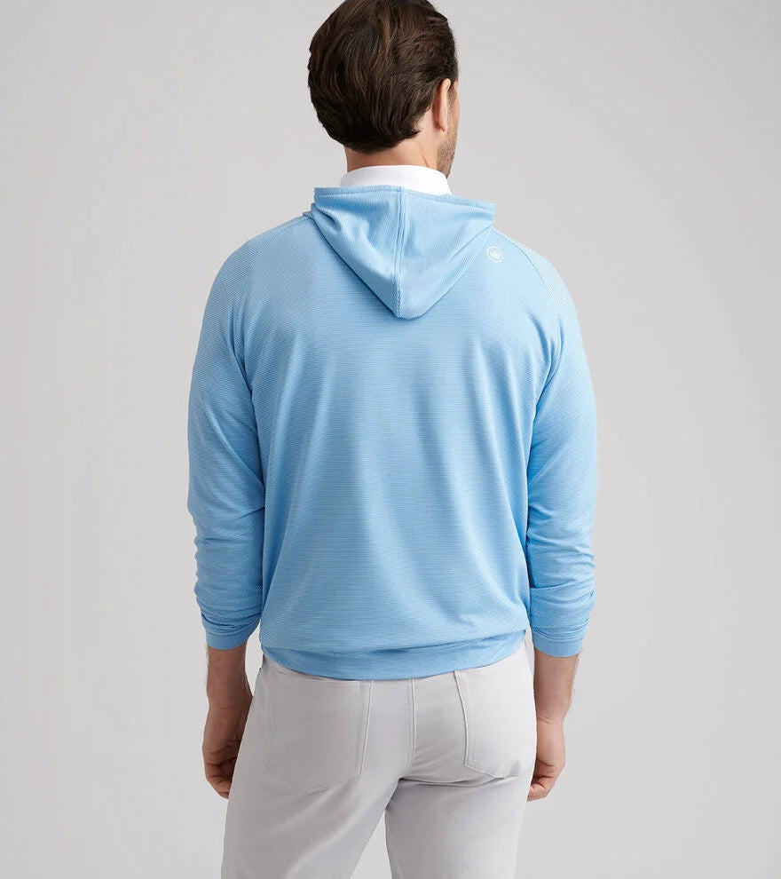 Peter Millar Pine Sugar Stripe Performance Hoodie: Evening Tide