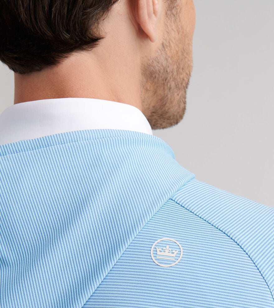 Peter Millar Pine Sugar Stripe Performance Hoodie: Evening Tide