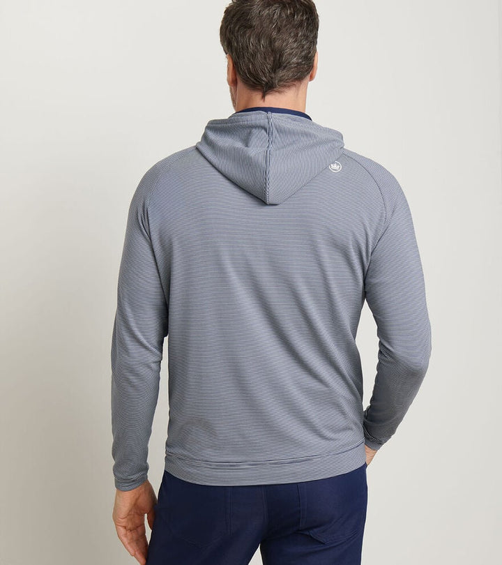 Peter Millar Pine Sugar Stripe Performance Hoodie: Navy