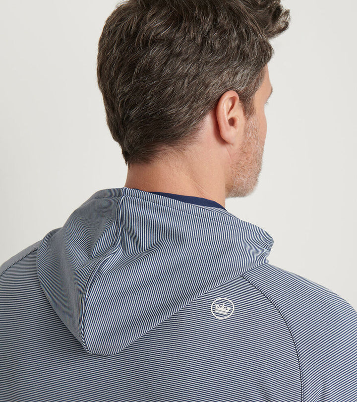 Peter Millar Pine Sugar Stripe Performance Hoodie: Navy