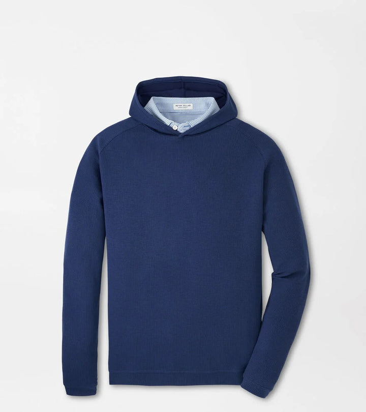 Peter Millar Pine Waffle Performance Hoodie: Sport Navy