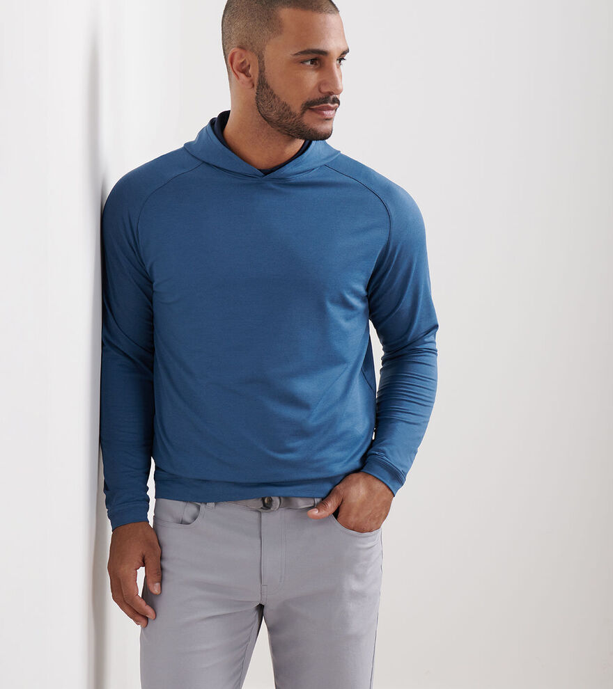 Peter Millar Pine Performance Hoodie: Blue Haze