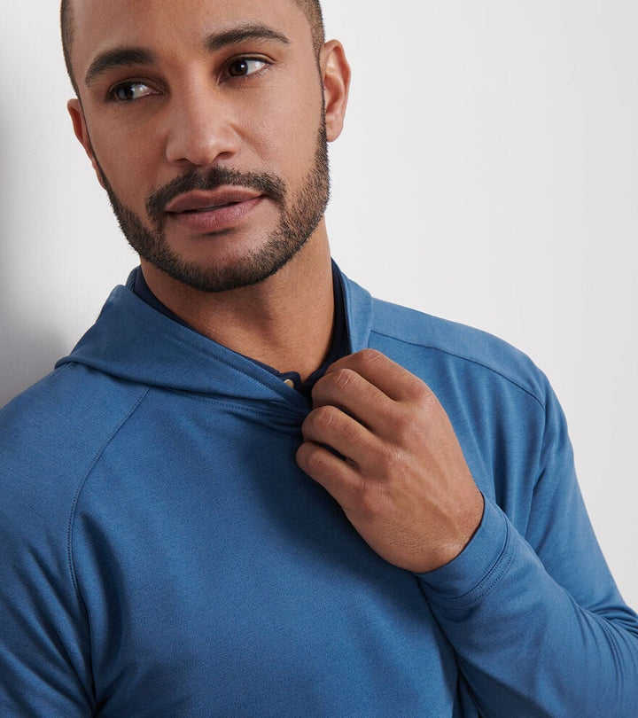 Peter Millar Pine Performance Hoodie: Blue Haze