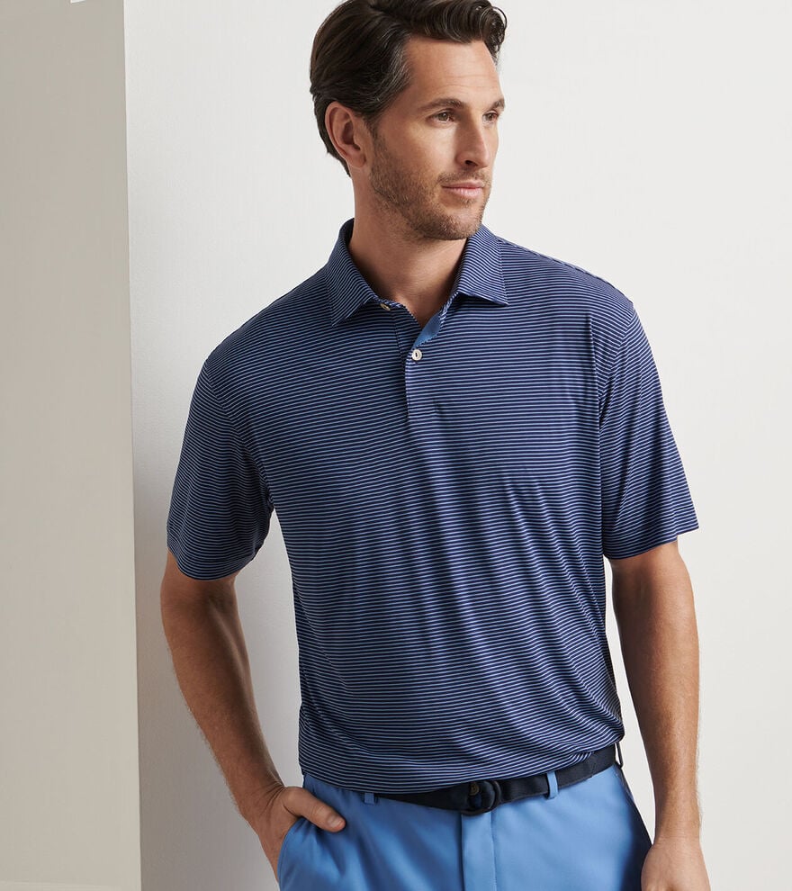 Peter Millar Featherweight Stripe Performance Polo: Navy