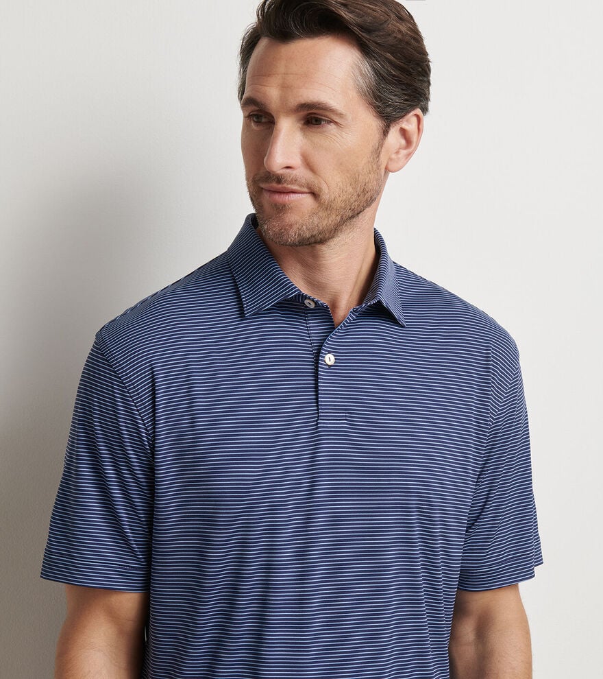 Peter Millar Featherweight Stripe Performance Polo: Navy