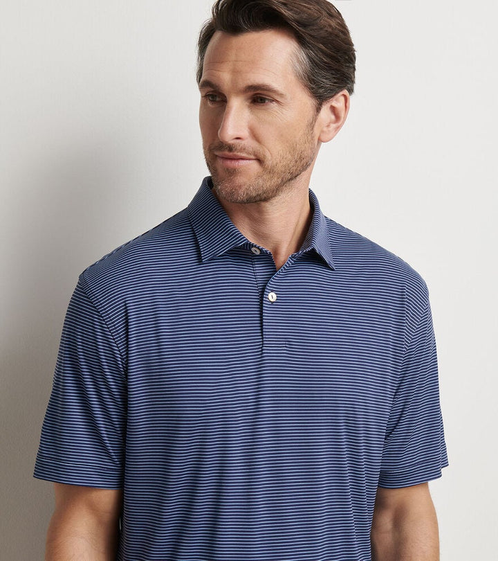 Peter Millar Featherweight Stripe Performance Polo: Navy