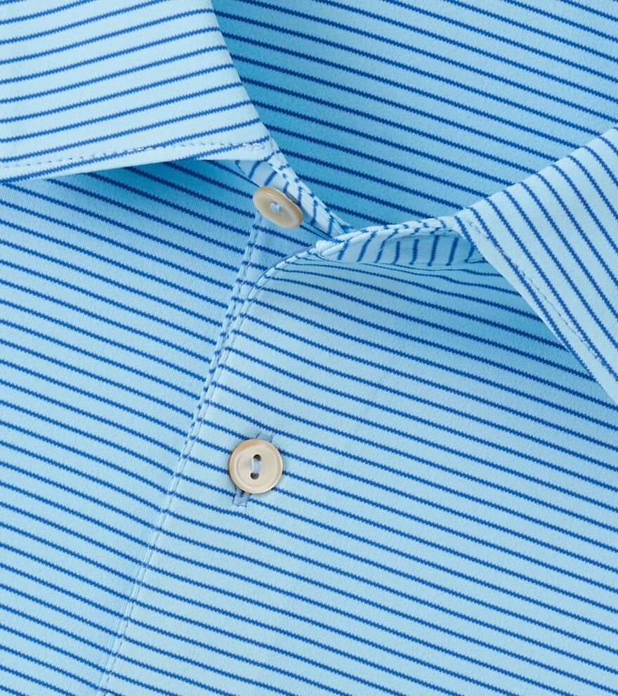 Peter Millar Featherweight Stripe Performance Polo: Seaport Blue