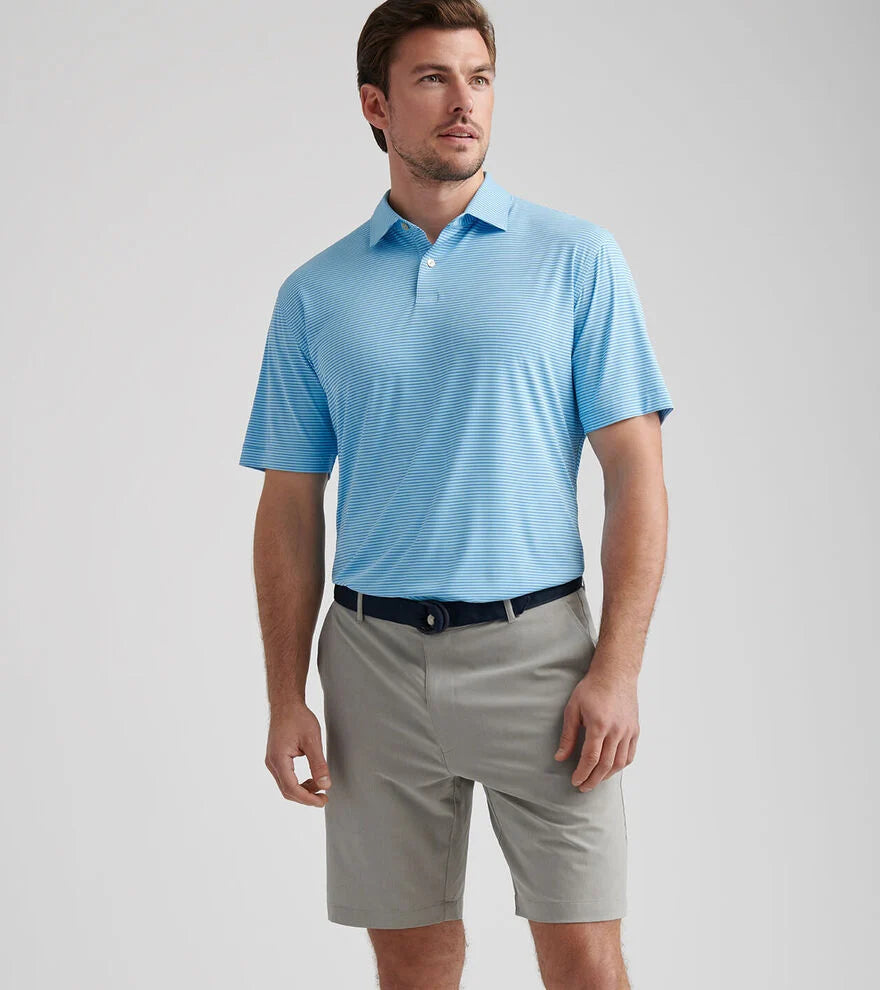 Peter Millar Featherweight Stripe Performance Polo: Seaport Blue