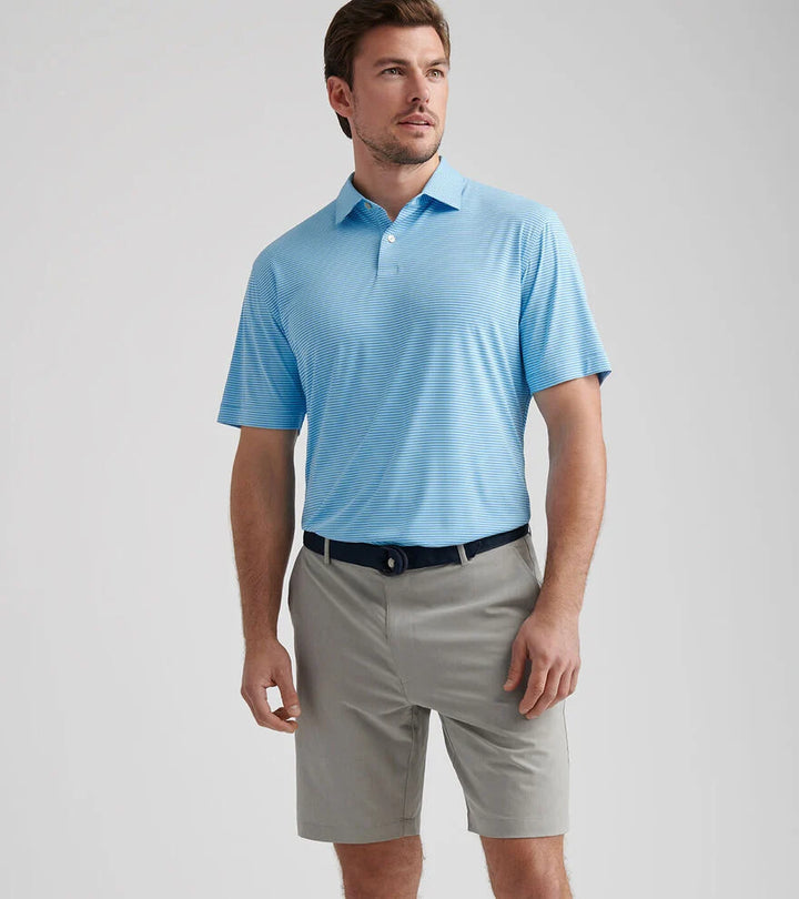 Peter Millar Featherweight Stripe Performance Polo: Seaport Blue