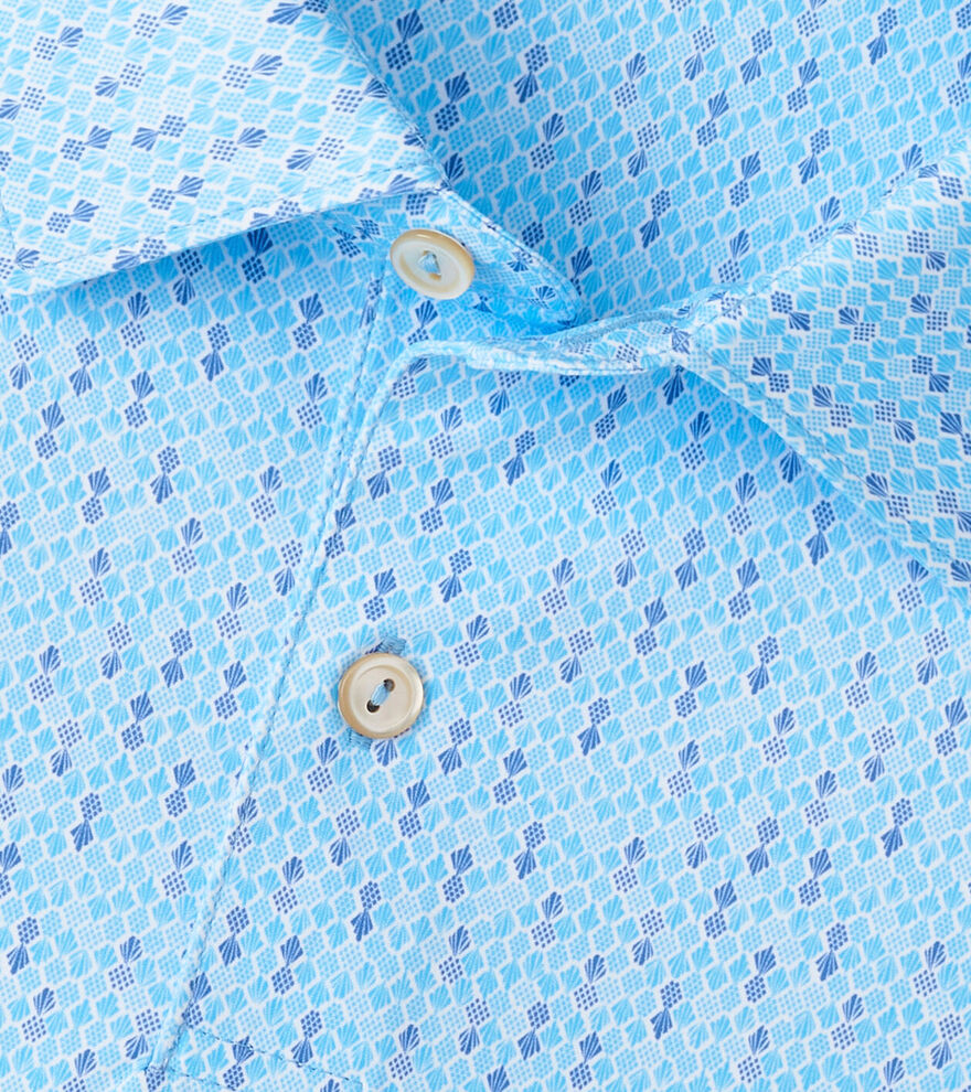 Peter Millar Featherweight Pineapple Mosiac Performance Polo: Seaport Blue