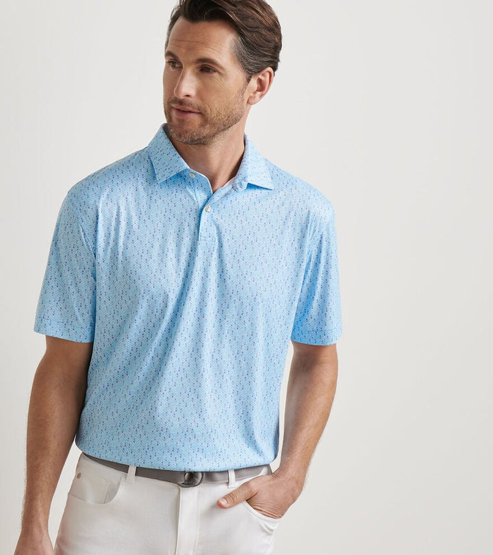 Peter Millar Featherweight Pineapple Mosiac Performance Polo: Seaport Blue