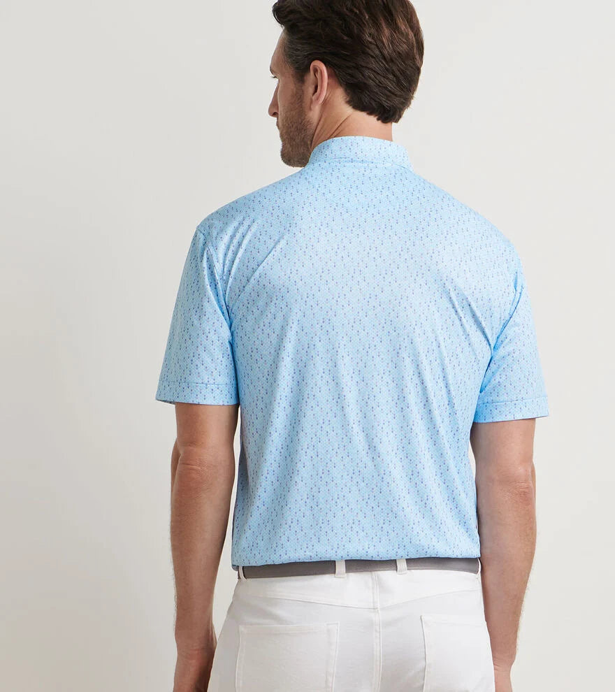 Peter Millar Featherweight Pineapple Mosiac Performance Polo: Seaport Blue