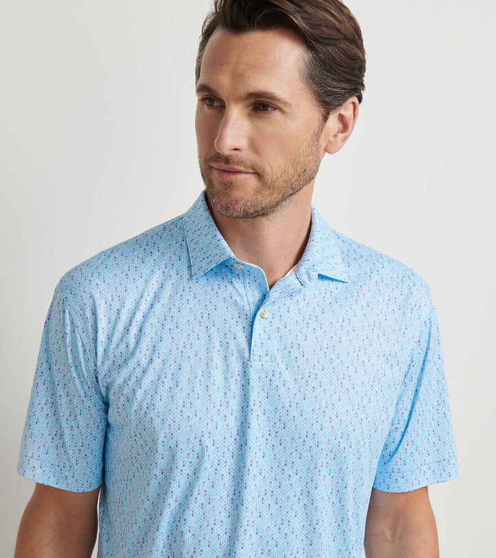 Peter Millar Featherweight Pineapple Mosiac Performance Polo: Seaport Blue
