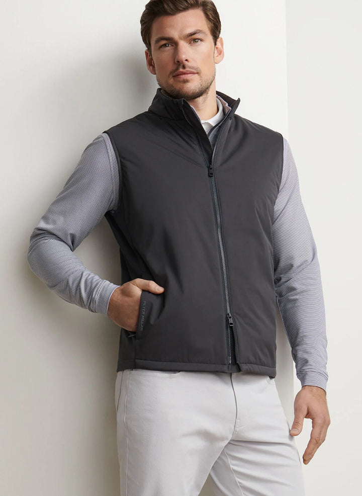 Peter Millar Fuse Hybrid Vest: Carbon Black