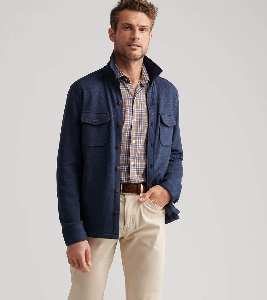 Peter Millar Crown Sweater Fleece Shirt Jacket: Navy