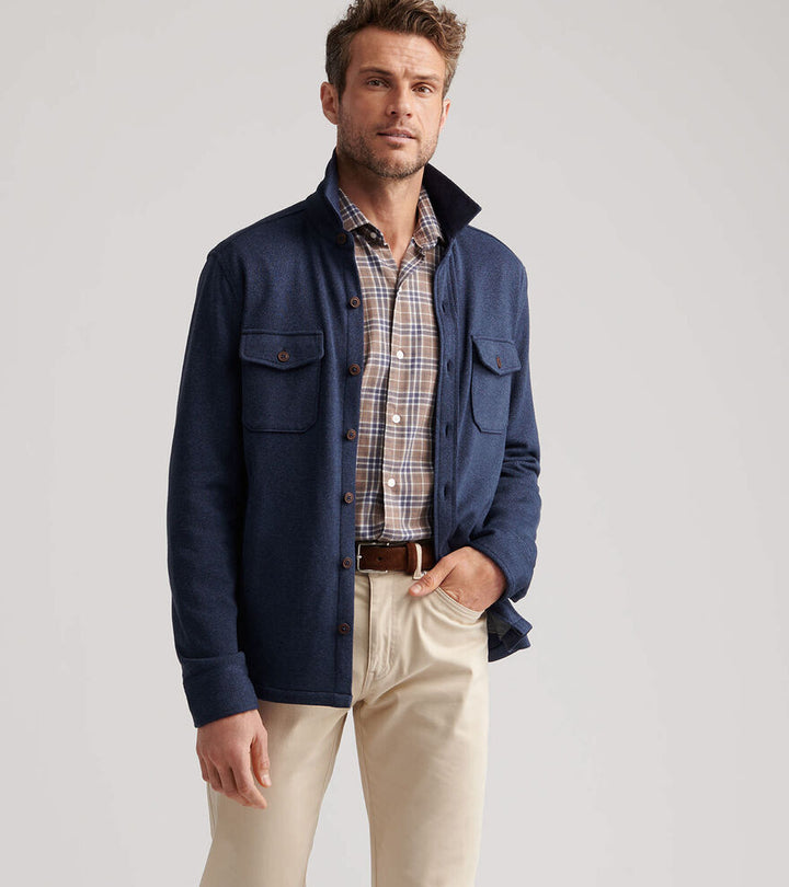 Peter Millar Crown Sweater Fleece Shirt Jacket: Navy