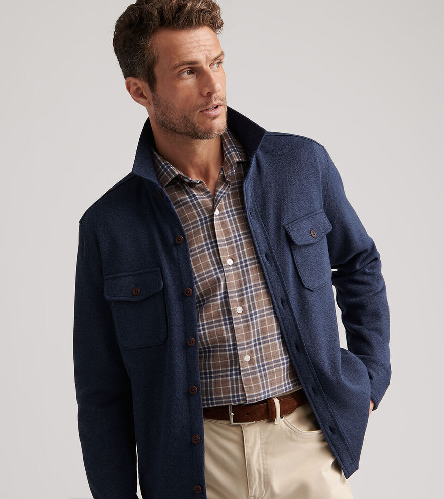 Peter Millar Crown Sweater Fleece Shirt Jacket: Navy