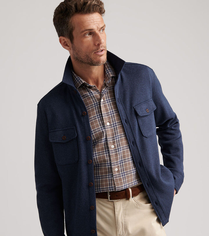 Peter Millar Crown Sweater Fleece Shirt Jacket: Navy