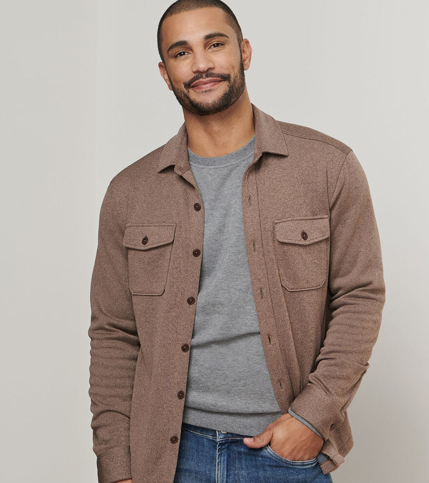 Peter Millar Crown Sweater Fleece Shirt Jacket: Poplar Brown