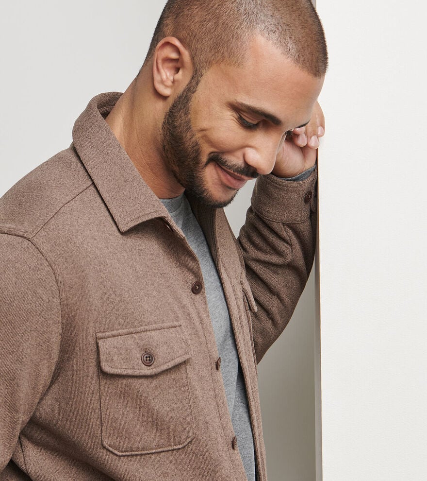 Peter Millar Crown Sweater Fleece Shirt Jacket: Poplar Brown