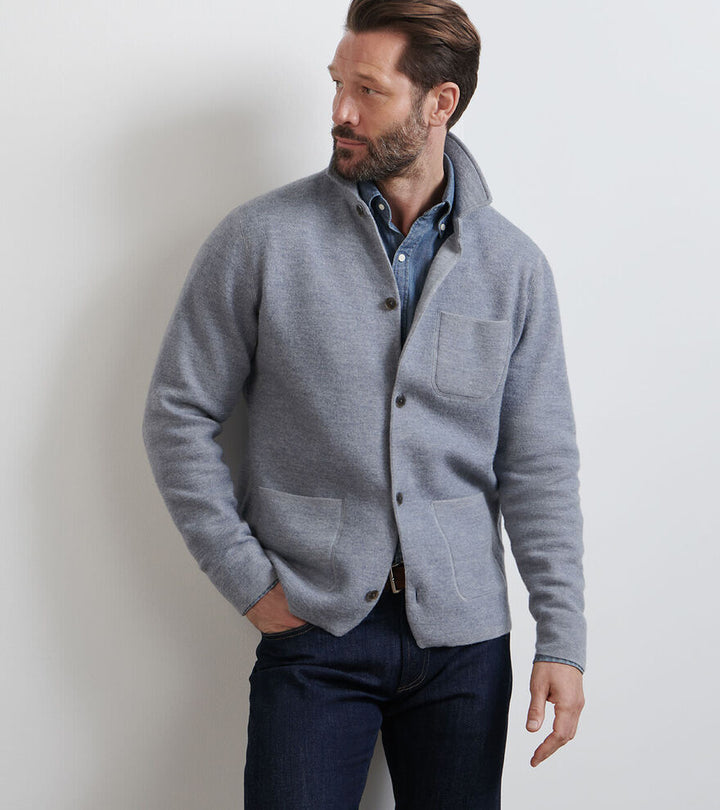 Peter Millar Carson Sweater Chore Coat: Gale Grey