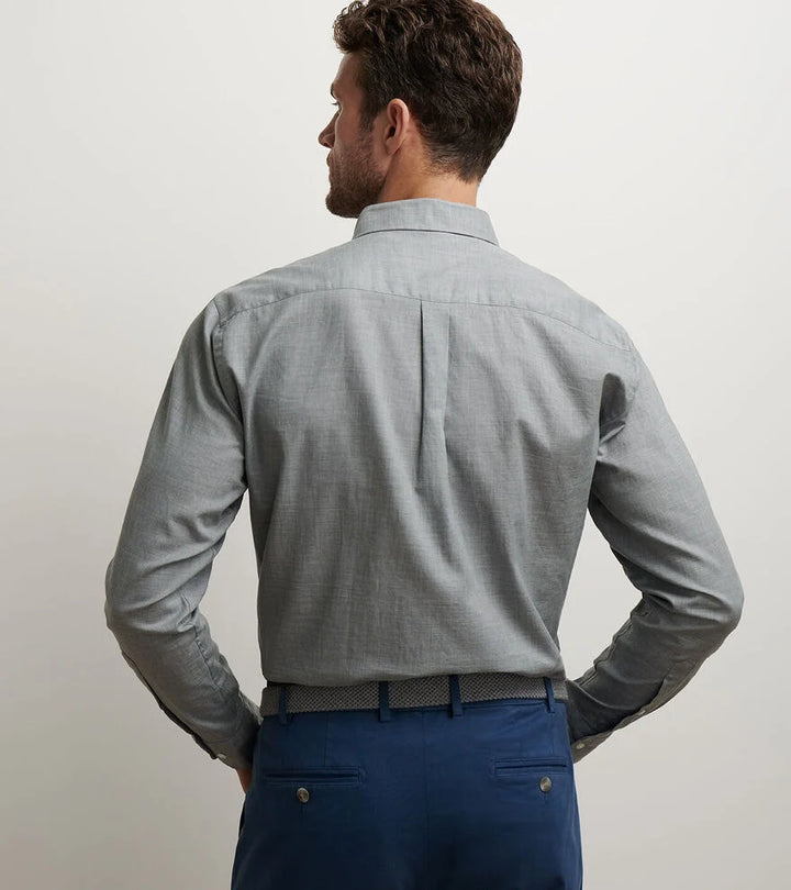 Peter Millar Highlands Soft Twill Cotton Sport Shirt: Gale Grey