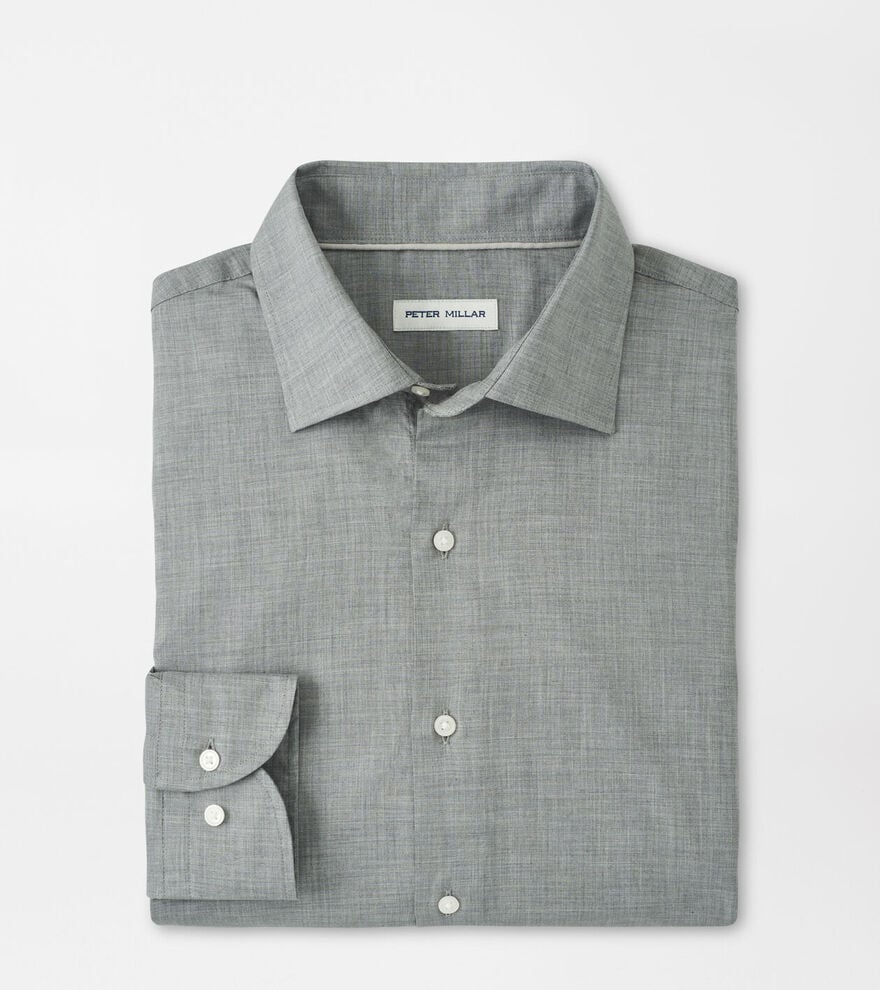 Peter Millar Highlands Soft Twill Cotton Sport Shirt: Gale Grey